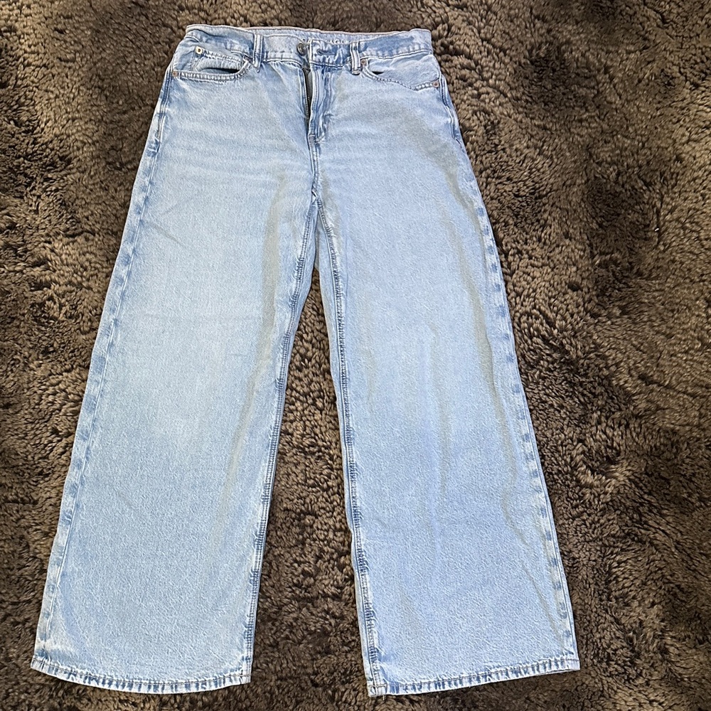 Light Blue low rise ultra wide leg jeans